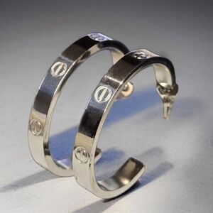 Love Screw Nail Luxury Sterling Silver Plated Hoop Earrings